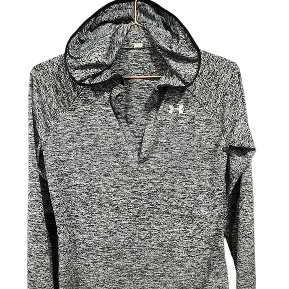 Under Armour Long Sleeve Hooded Henley V-cut, Marl Pullover Heatgear loose fit‎ - Picture 2 of 8